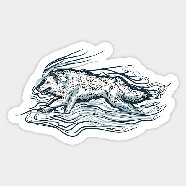 Wolf Run Sticker by D3monic